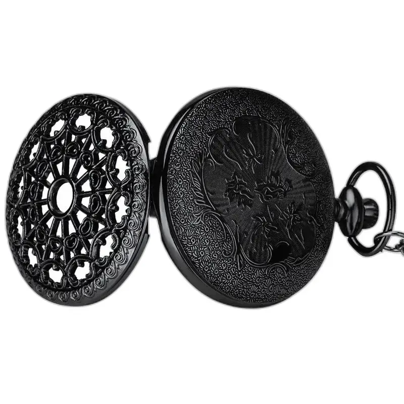 Lommeur Halskæde Spider Flower Sort Bronze