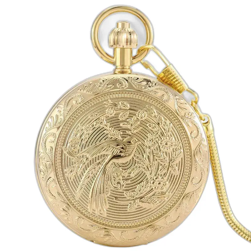 Golden Luxe Dobbelt Chasseur lommeur, elegant udsmykket guldur