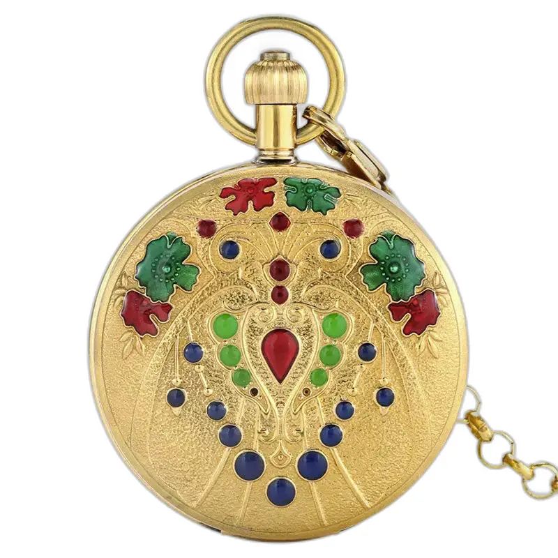 Guld luksus dame lommeur med dobbelt flap med elegant gulddesign