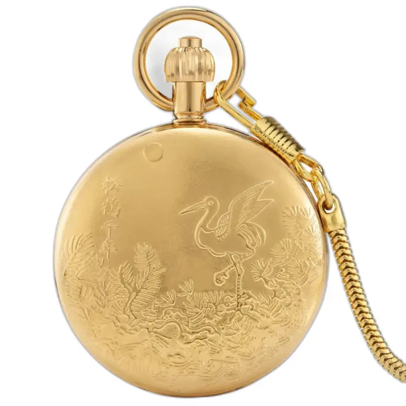 Luksus fugleguld havelommeur med elegant guldkrandesign