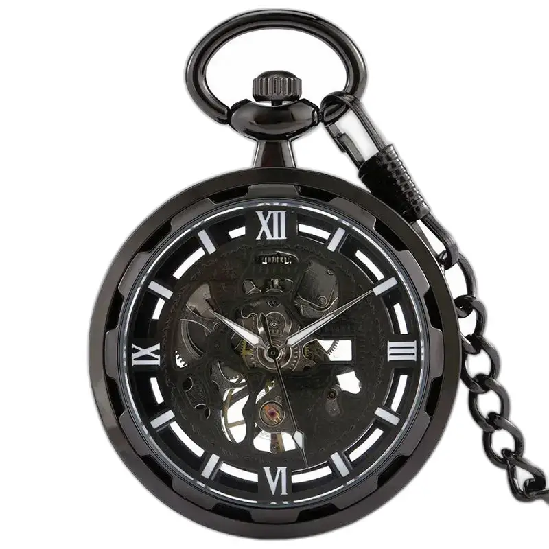 Black Dream Chic Mekanisk lommeur med elegant sort skelet