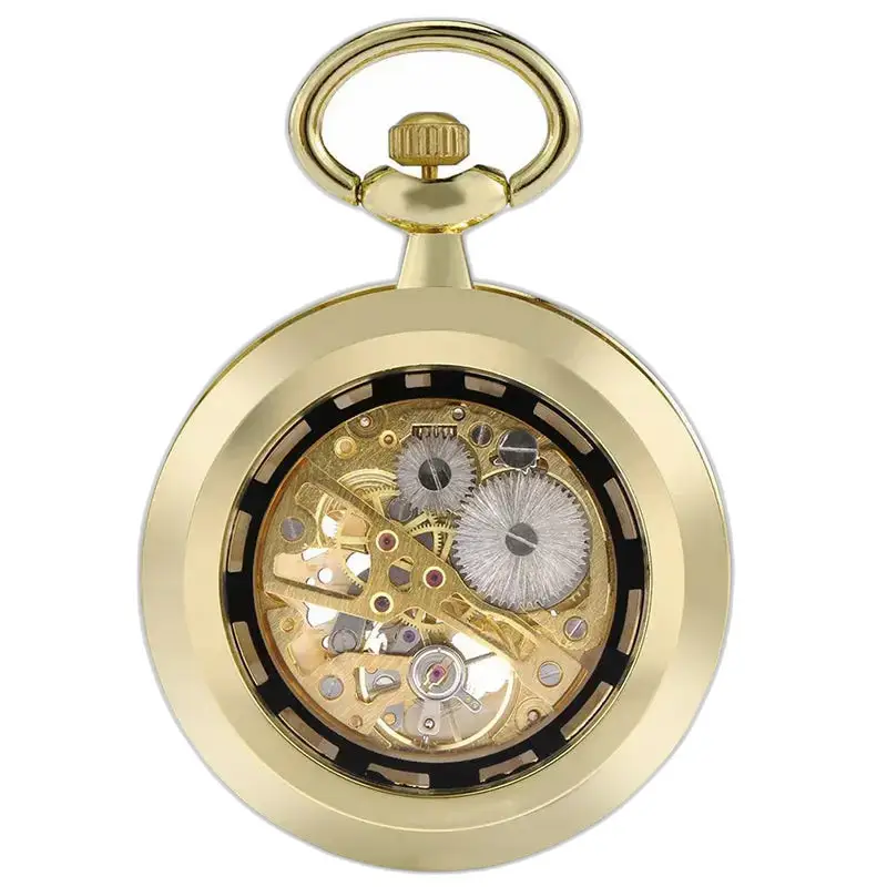 Golden Skeleton Chic mekanisk lommeur med elegant gulddesign