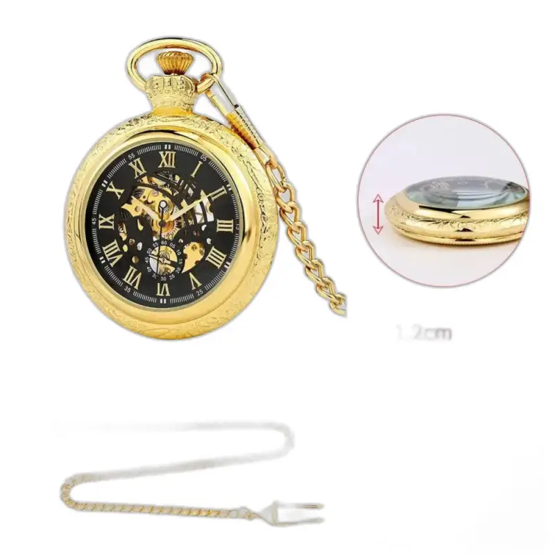 Goldenheirloom Luxe mekanisk lommeur til mænd med guldkæde