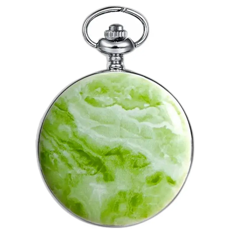 Luksus Greenmarble Mekanisk lommeur med et grønt og hvidt marmoreret design