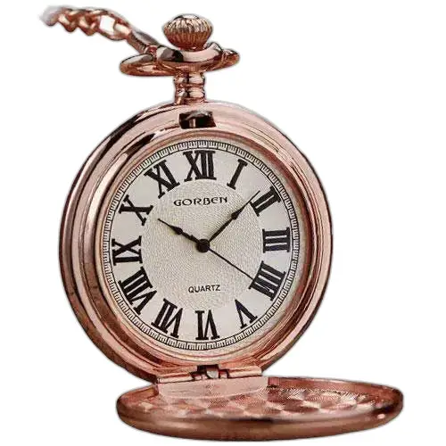 Hunter Rose Gold Quartz lommeur med et elegant rosa guld design