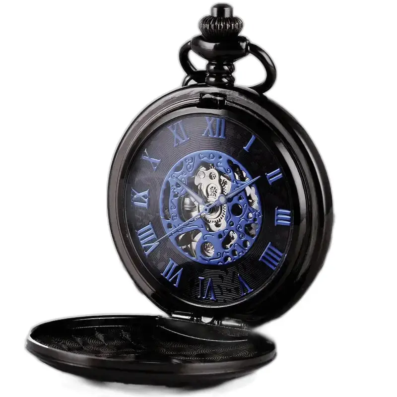 Steampunk Dobbelt Demi Hunter Chic lommeur med blå romertal