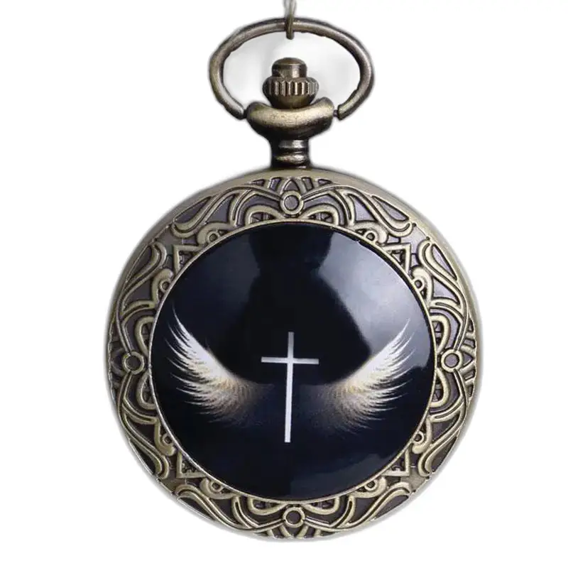 Trendy Angel Wing Halskædeur med vintage halskædeur, kors og vinger
