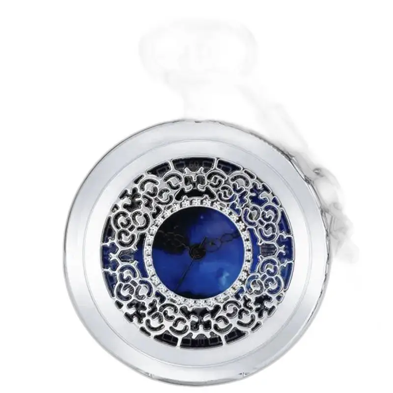 Sølv halskæde Ur med blå urskive og elegant Blue Heart motiv