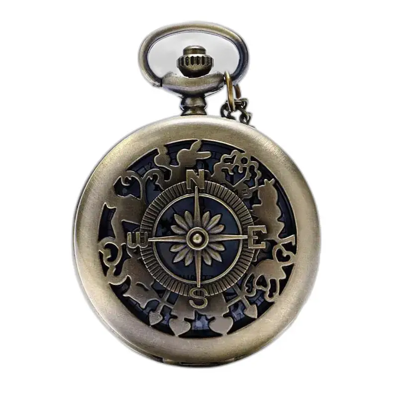 Vintage Style Compass Halskæde Ur til mænd og kvinder med et antik bronze kompas