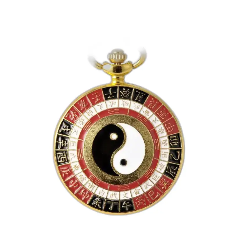 Vintage Gold Asian Charm Halskæde Ur med Elegant Yin og Yang Halskæde Ur