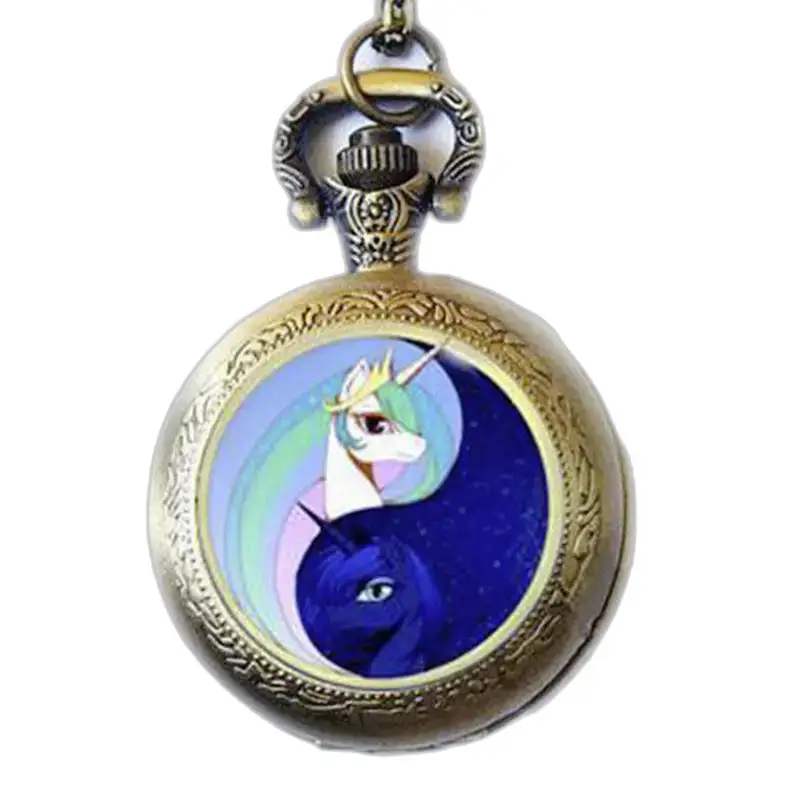 Bronze og guld Unicorn Halskæde Ur med bronze unicorn yin-yang design