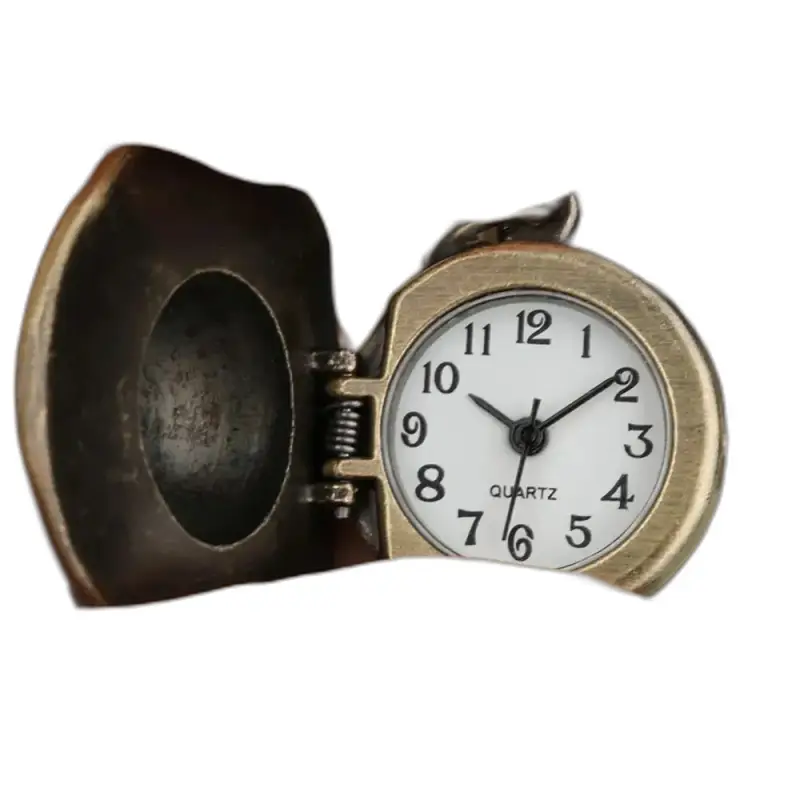 Originalt Bronze Hat Halskæde Ur med hængslet bronze cover