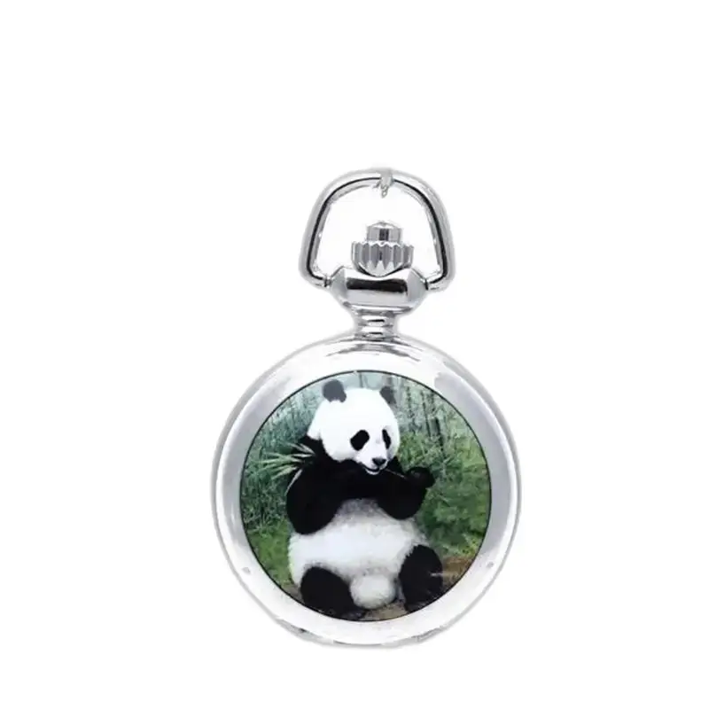 Vintage Style Panda Halskæde Ur Sølv med panda tema design på halskæde ur