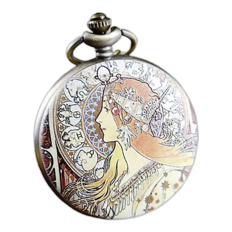 Elegant Red Goddess Pendant Halskæde Ur med stilfuldt Art Nouveau-design