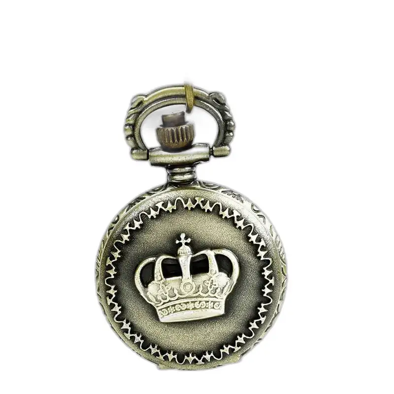 Royal Crown vintage bronze halskæde ur med antik krone udsmykket lommeur
