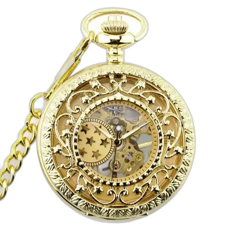 Luksus Gold Lolite Gusset lommeur, elegant udsmykket guldur