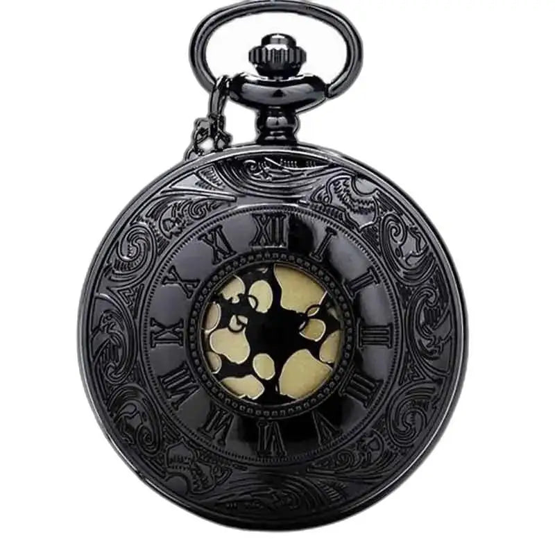 Steampunk Mercury Gusset lommeur med et udsmykket sort design
