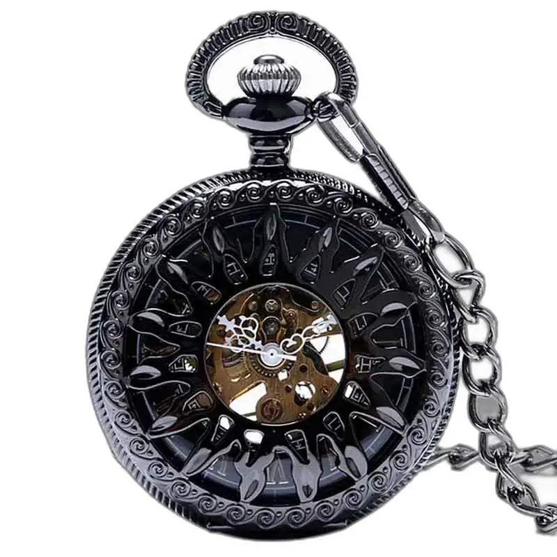 Steampunk Titanium lommeur med et elegant sort design