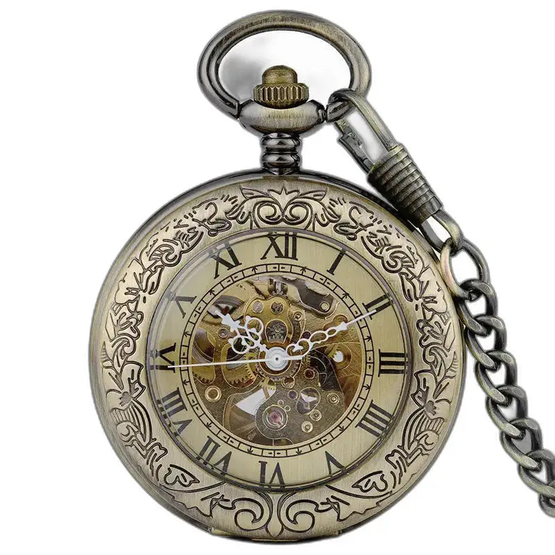 Vintage mekanisk automatisk lommeur med synlige gear
