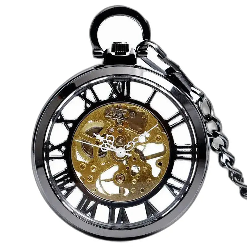Moderne Skeleton Silver Herre lommeur til kvinder med kæde og elegant design