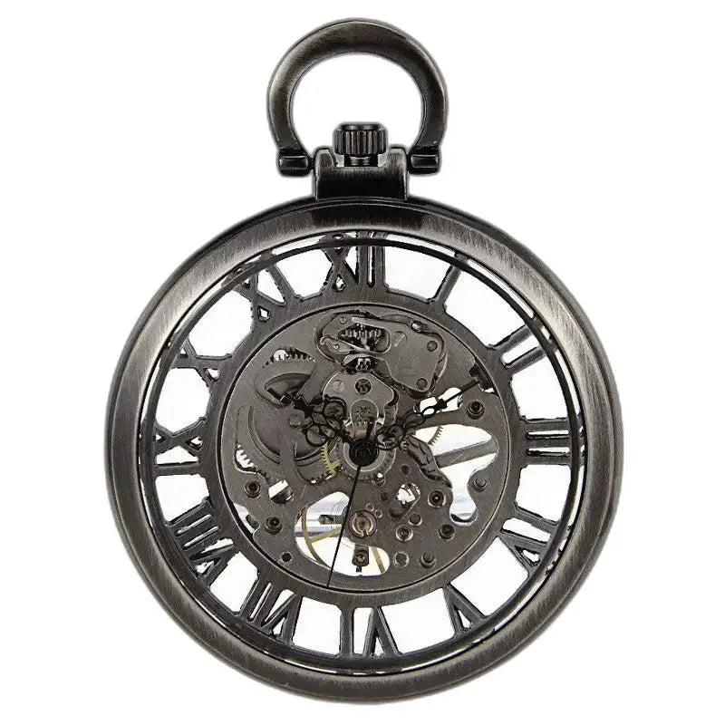 Mænds automatisk skelet lommeur til kvinder med elegante romertal