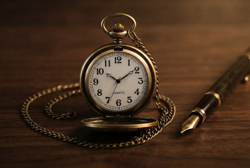 Montre à Gousset Quartz Collier Vintage Homme - Bronze et chiffres arabes