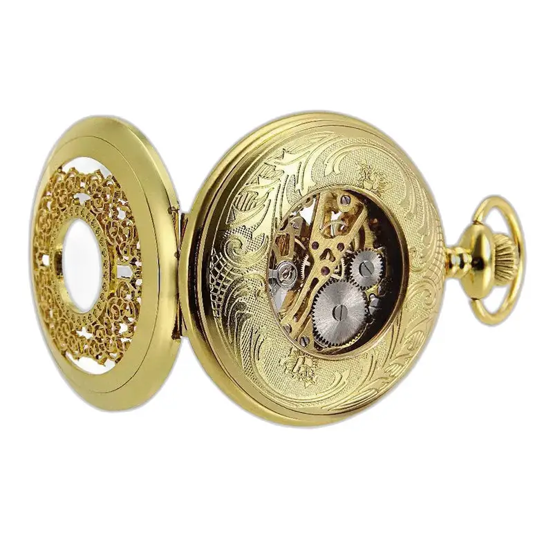 Montre à gousset en or chic avec mouvement mécanique et remontage manuel