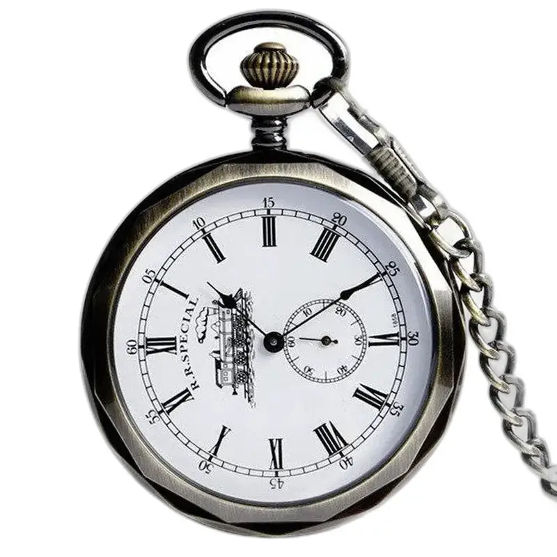 Montre à gousset vintage avec mouvement mécanique, idéale pour contrôleurs ferroviaires