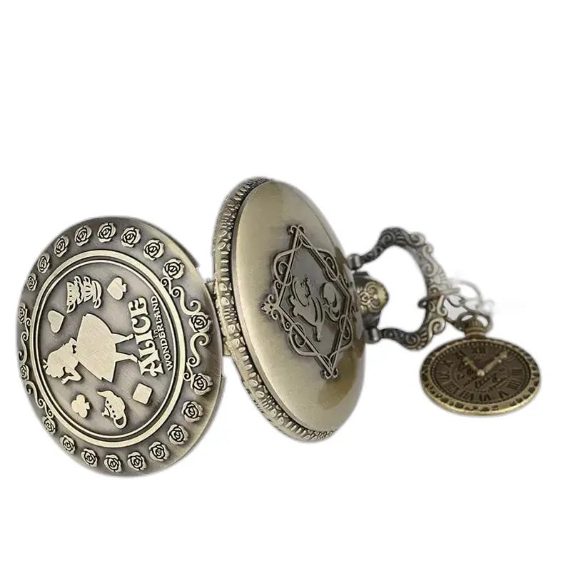 Montre Collier Alice Vintage pour Femme Homme avec montre collier inspirée d’Alice au pays des merveilles