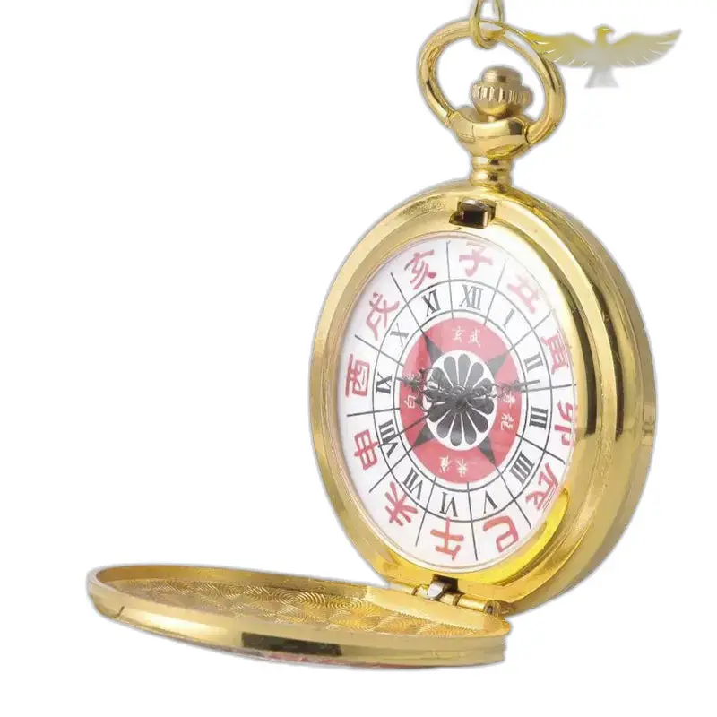 Montre Collier Charme D’Asie Vintage Or, montre collier avec chiffres romains et caractères chinois