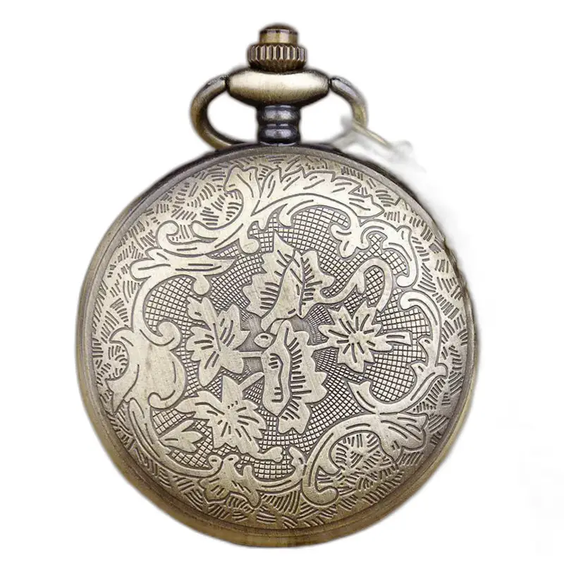 Montre Collier Vintage Teddy à boîtier chasseur en bronze orné élégant et classique