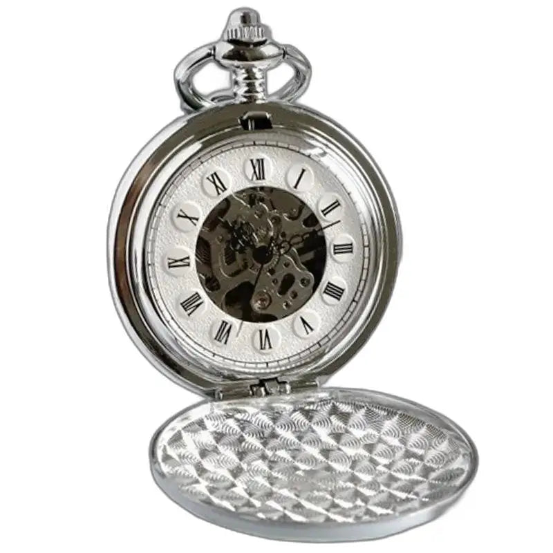 Montre de Poche Mécanique Bluemarble Luxe avec des engrenages visibles en argent