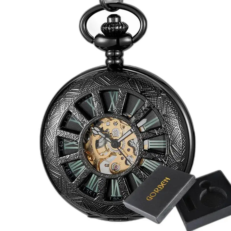 Montre de Poche Mécanique Vintage Green Lantern avec boîtier noir élégant
