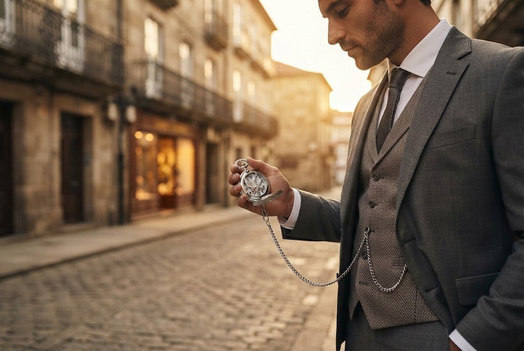 Montre à Gousset Mécanique Geai Moqueur - Un oiseau en plein vol